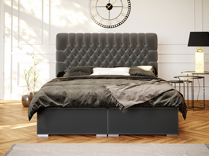 Kontinentální postel 180 cm Daliny (šedá) (s úložným prostorem)