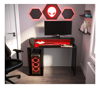 Herní PC stolek Garrick 2 (černý) (s LED RGB osvětlením)