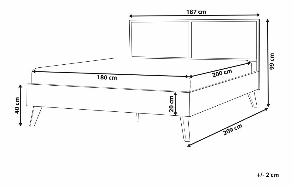 Manželská postel 180 cm Monza (světlé dřevo)