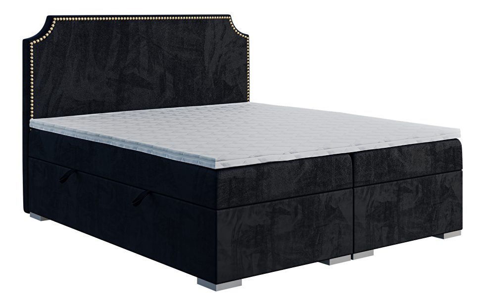 Kontinentální postel 160 cm Lupin (černá) (s matrací a úl. prostorem)