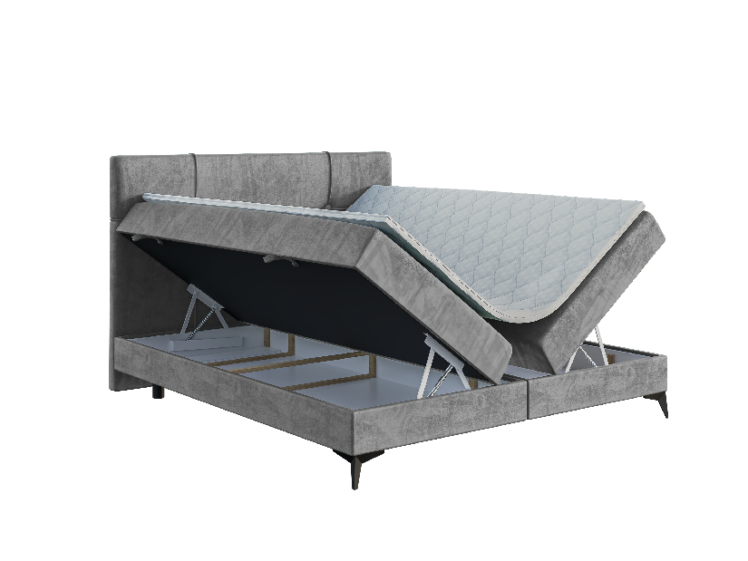 Kontinentální postel 160 cm Nivela (beton) (s matrací a úl. prostorem)