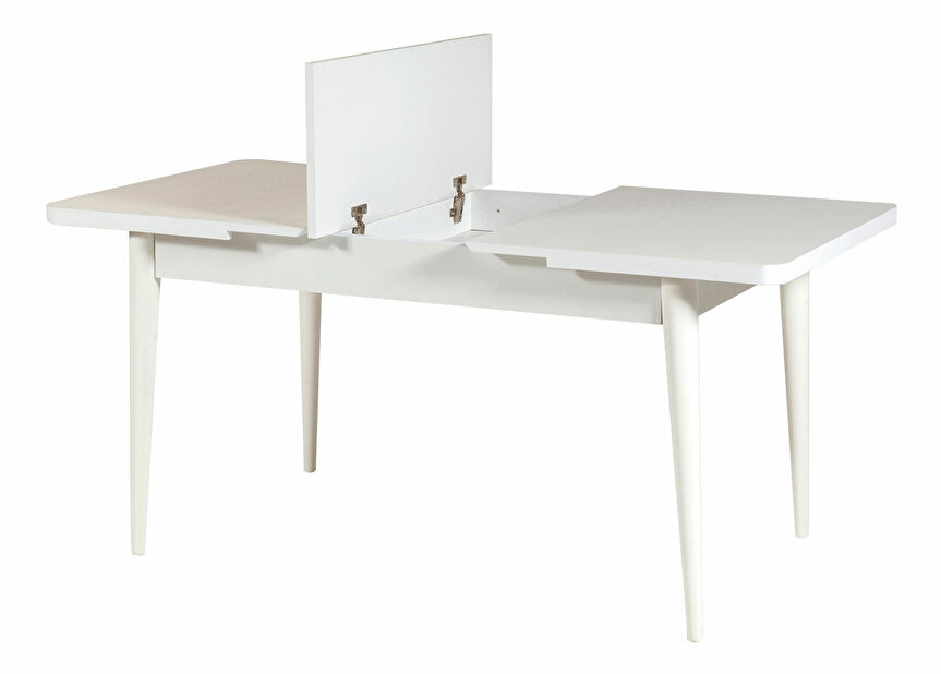 Rozkládací jídelní stůl se 2 židlemi a lavicí Vlasta (bílá + světle hnědá)
