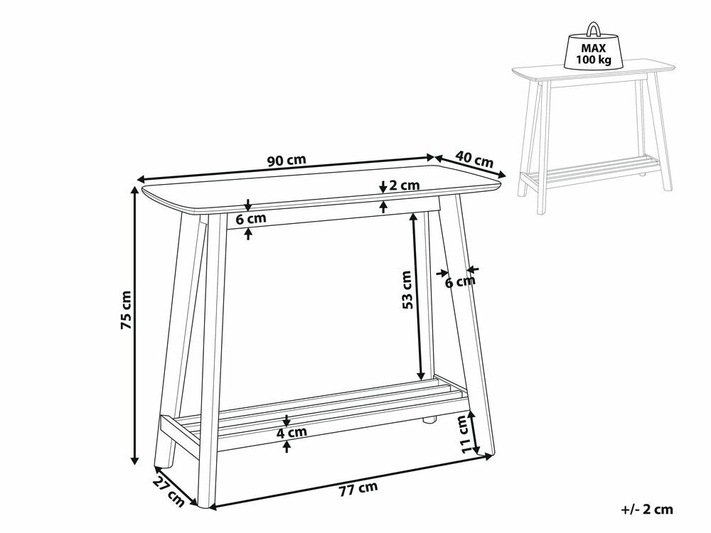Konzolový stolek Tular (světlé dřevo)