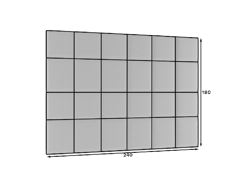 Set 24 čalouněných panelů Quadra 240x180 cm (šedá)
