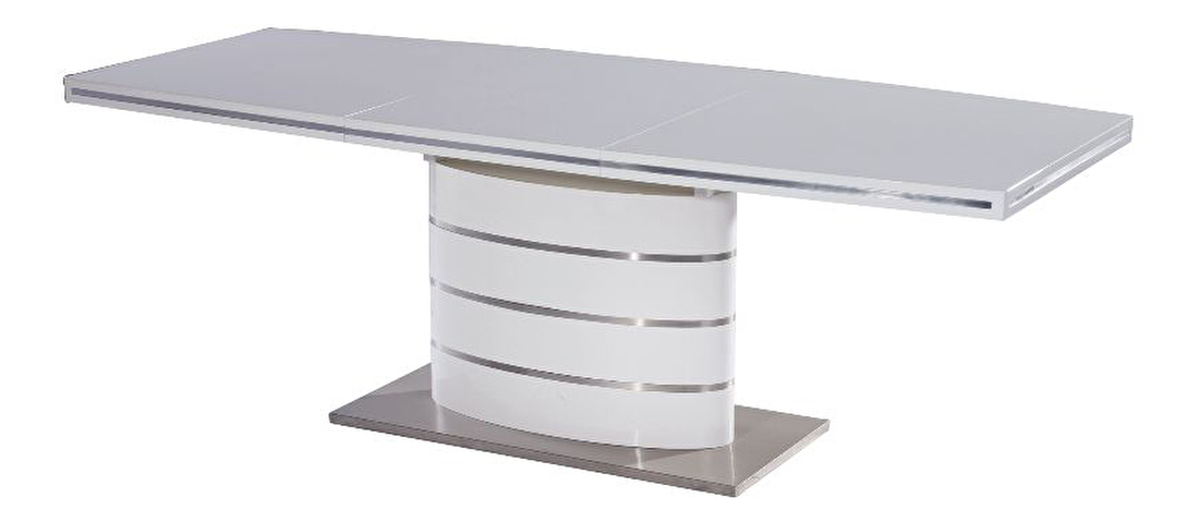 Rozkládací jídelní stůl 120-180 cm Florinda (bílá + vysoký lesk bílý) (pro 4 až 8 osob)