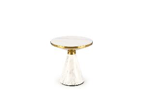 Konferenční stolek Toby (bílý mramor + zlatá)