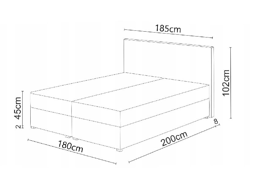 Kontinentální postel 180x200 cm Waller (tmavě šedá) (s roštem a matrací)
