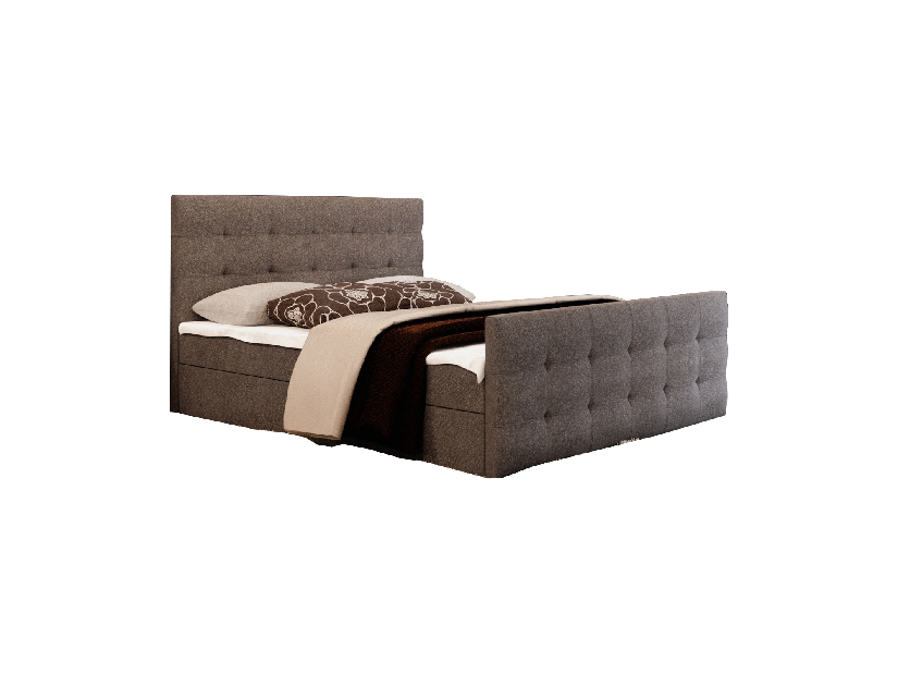 Manželská postel Boxspring 200 cm Milagros Comfort 2 (šedá) (s matrací a úložným prostorem)