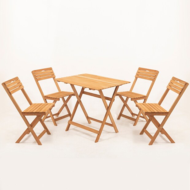 Sada zahradního stolu a židlí (5 kusů) Meow (přírodní + krémová)