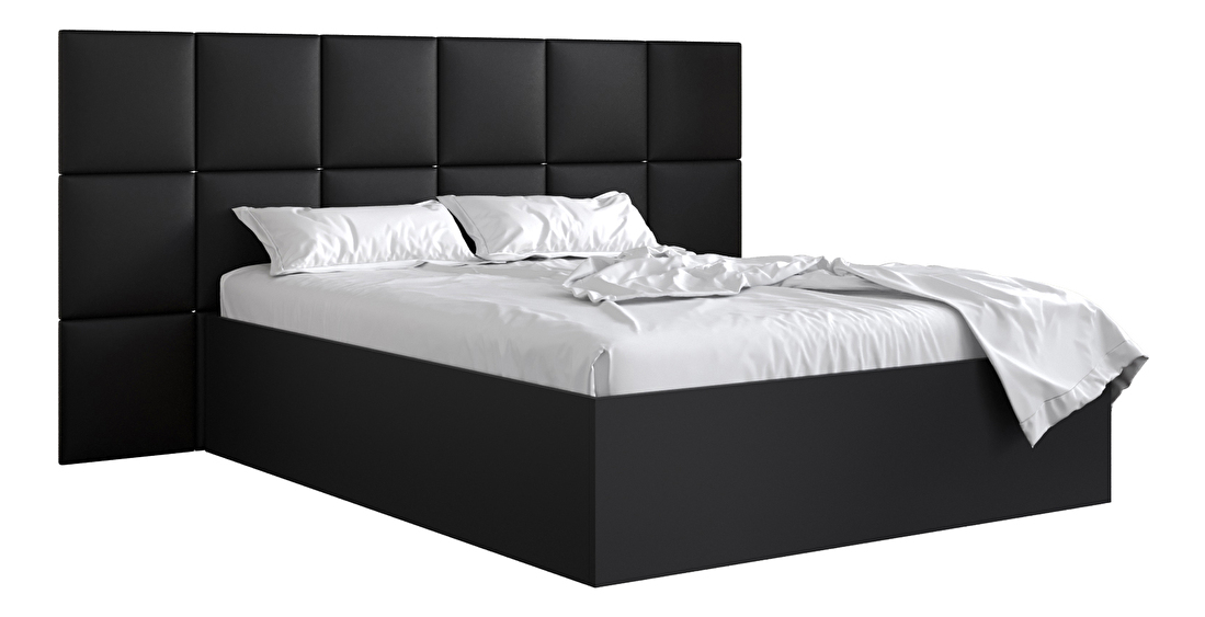 Manželská postel s čalouněným čelem 160 cm Brittany 4 (černá matná + černá) (s roštem)