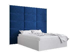 Manželská postel s čalouněným čelem 160 cm Brittany 1 (bílá matná + modrá) (s roštem)
