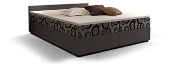 Manželská postel Boxspring 160 cm Ceren (vzor + tmavě šedá) (s matrací a úložným prostorem)