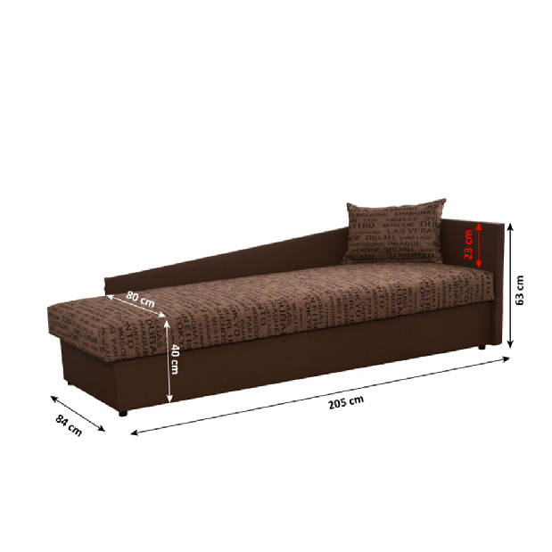 Jednolůžková postel (válenda) 80 cm Jeannine (hnědá) (s úl. prostorem) (P)