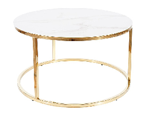 Konferenční stolek Shayna (bílá + zlatá)