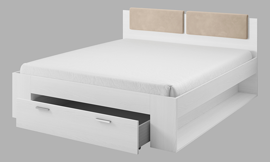 Manželská postel 140 cm Afrodita Typ 50 (s úl. priestorom) (bílý popol) 