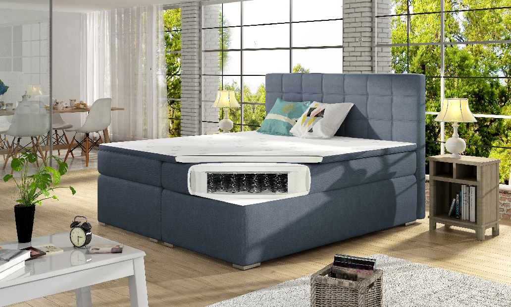 Kontinentální postel 160 cm Abbie (světlobéžová) (s matracemi)