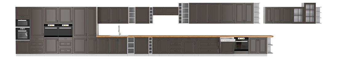 Rohová horní kuchyňská skříňka Sheila GR 58 x 58 GN 72 1F (bílá + grafit)