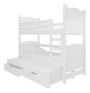 Patrová dětská postel 180x75 cm Lukrece (s roštem a matrací) (bílá)