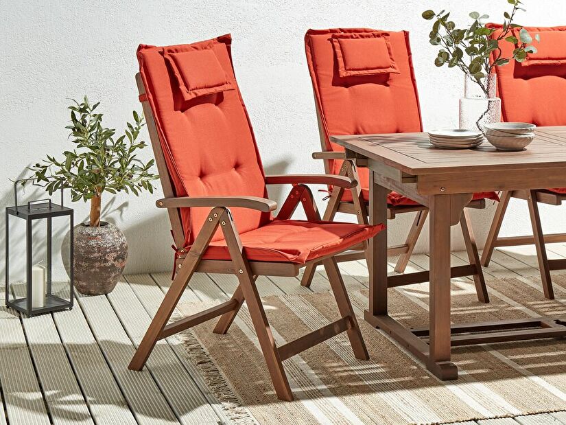 Set 2 ks zahradních židlí Amati (tmavé dřevo + červená)