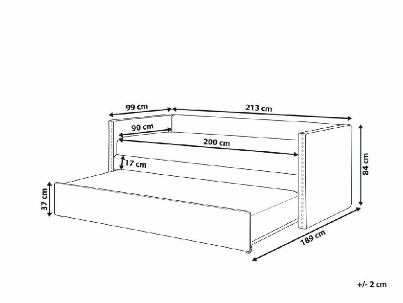 Jednolůžková postel 200 x 90 cm Tish (béžová) (s roštem)