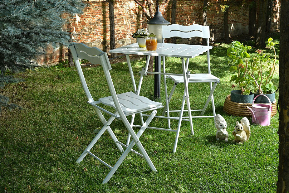 Sada zahradního stolu a židlí (3 kusy) Bonita (bílá)