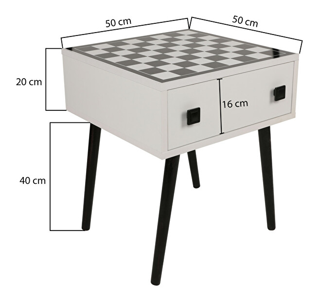 Šachový stolek Chess (Bílá + Černá)