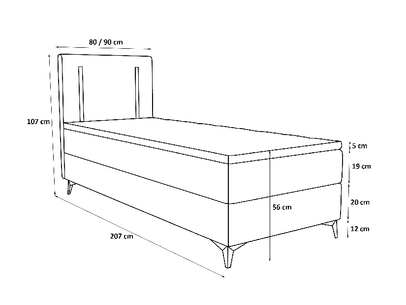 Jednolůžková postel 80 cm Ortega Comfort (hnědošedá) (s roštem a matrací, bez úl. prostoru) (s LED osvětlením)