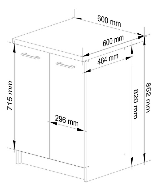 Dolní kuchyňská skříňka Ozara S60 2D (bílá + metalický lesk)