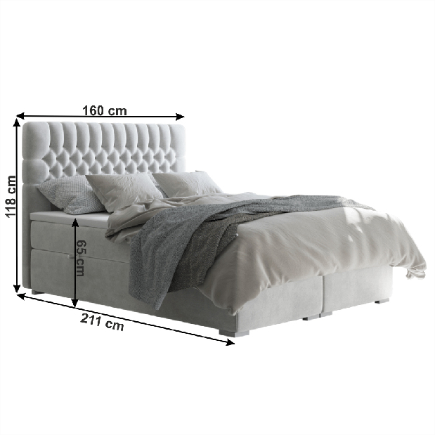 Manželská postel Boxspring 160 cm Formio (s matracemi)