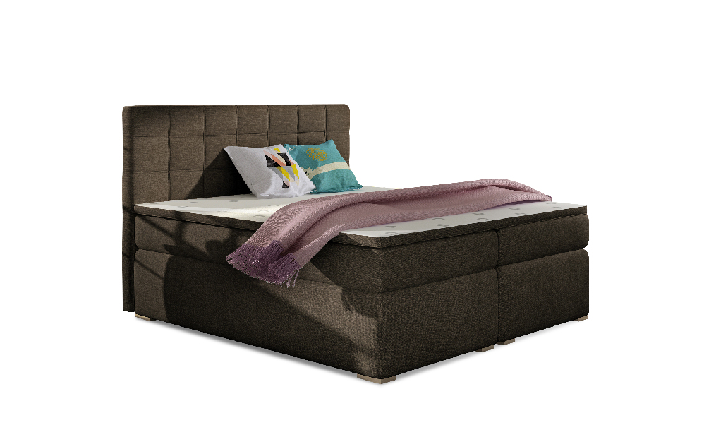 Kontinentální postel 140 cm Abbie (hnědá) (s matracemi)