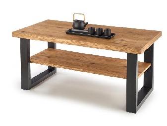 Konferenční stolek Horal (přirodně dřevo + černá)