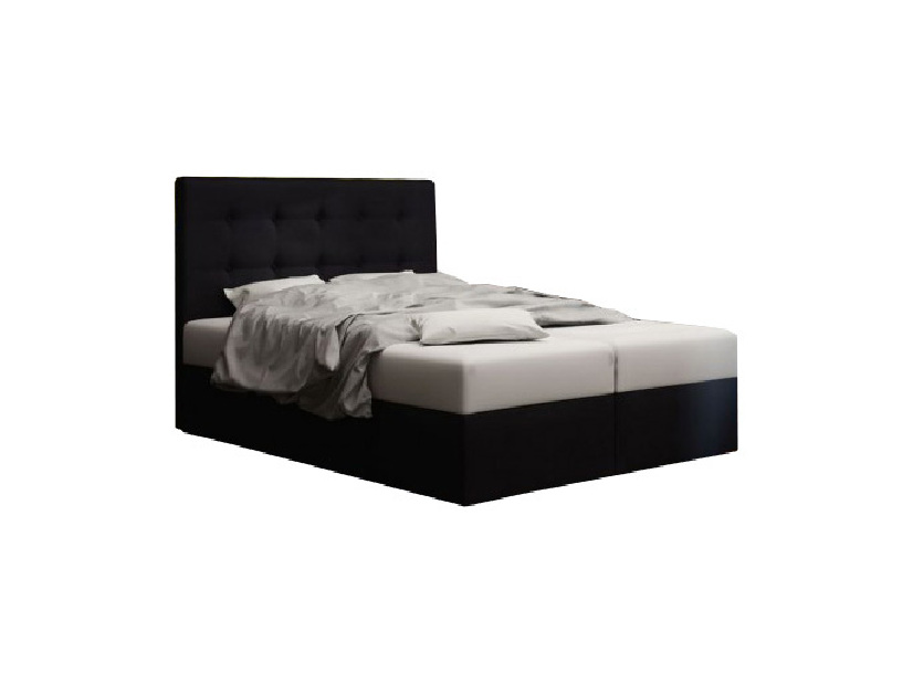 Manželská postel Boxspring 140 cm Duel 1 Comfort (černá) (s matrací a úložným prostorem)