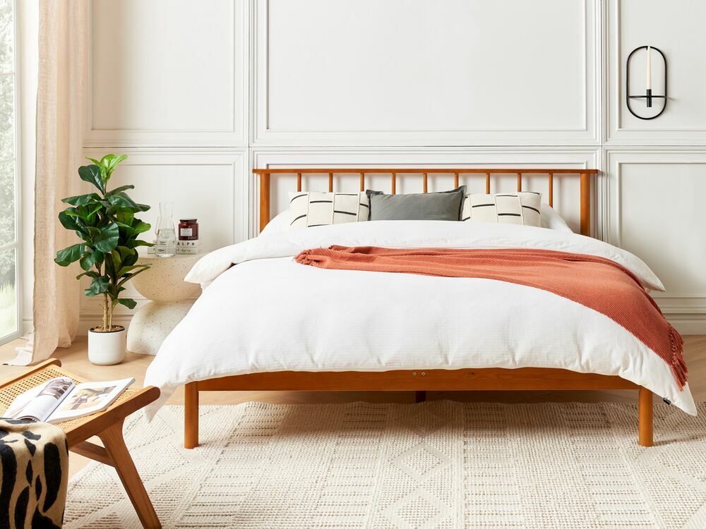 Manželská postel 160 cm Barza (světlé dřevo)