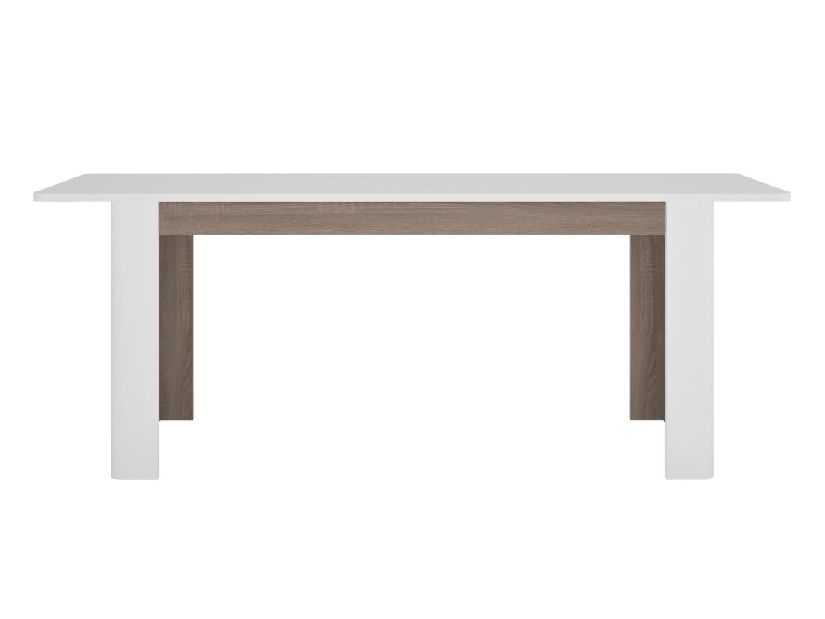 Jídelní stůl Lynatut Typ 75 (extra vysoký lesk bílý + dub sonoma tmavý truflový) (Pro 6-8 osob)