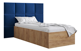 Jednolůžková postel s čalouněným čelem 90 cm Brittany 4 (dub craft zlatý + modrá) (s roštem)