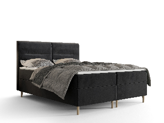 Manželská postel Boxspring 160 cm Saruta (černá) (s matrací a úložným prostorem)