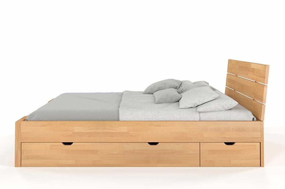 Manželská postel 160 cm Naturlig Tosen High Drawers (buk)