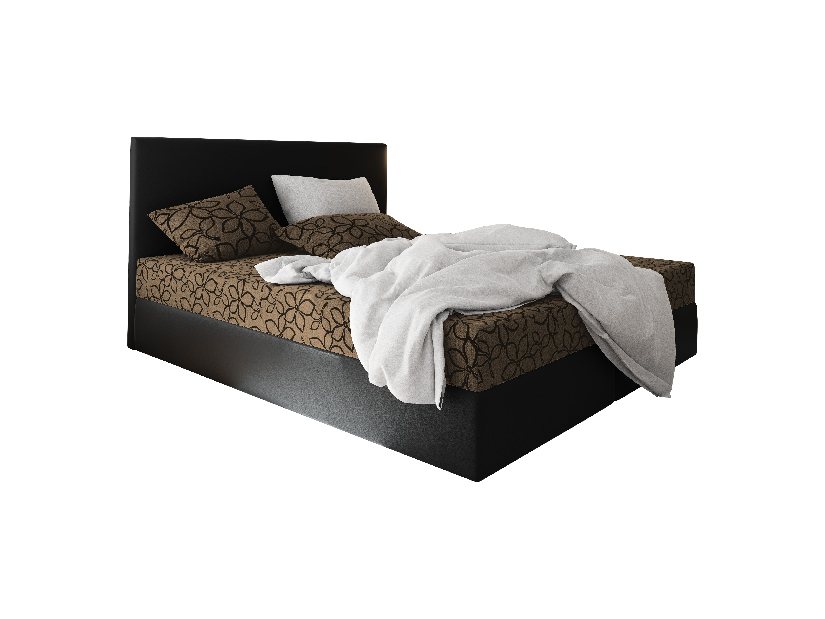 Manželská postel Boxspring 180 cm Lilac (vzor + černá) (s matrací a úložným prostorem)