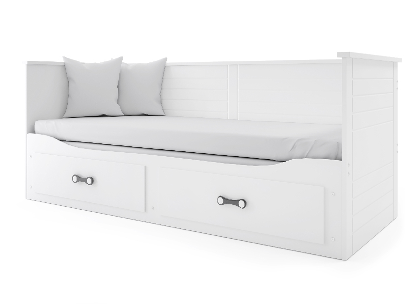 Jednolůžková rozkládací postel 90 cm Harum (bílá) (s roštem, matrací a úl. prostorem)