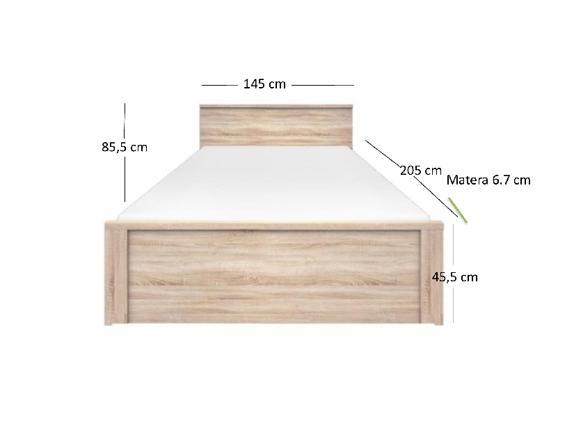 Manželská postel 140 cm Noella (dub sonoma) (bez roštu a matrace)