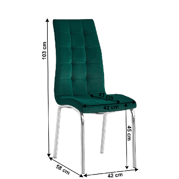 Jídelní židle Harison NEW (smaragdová + chróm)