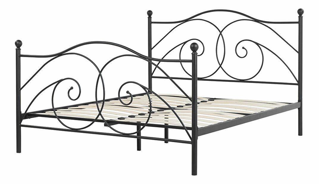 Manželská postel 160 cm DIROU (s roštem) (černá)