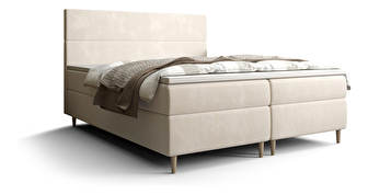 Manželská postel Boxspring 160 cm Flu (světlobéžová) (s matrací a úložným prostorem)