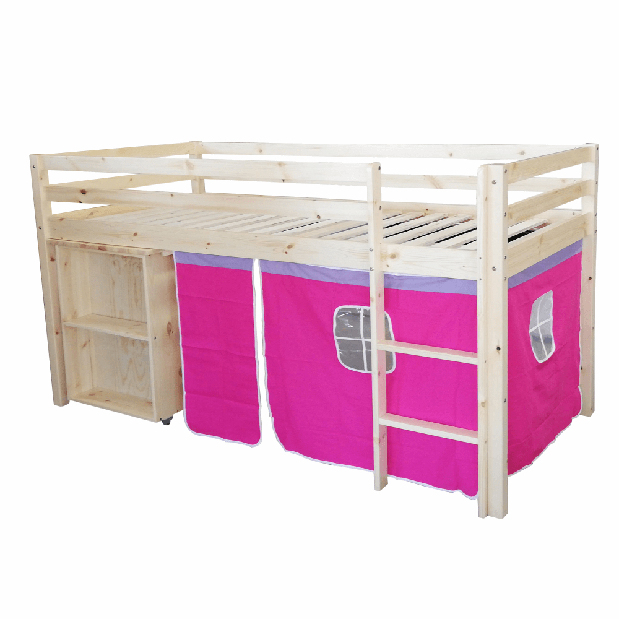 Dětská postel s PC stolkem 90 cm Alzaria (růžová)