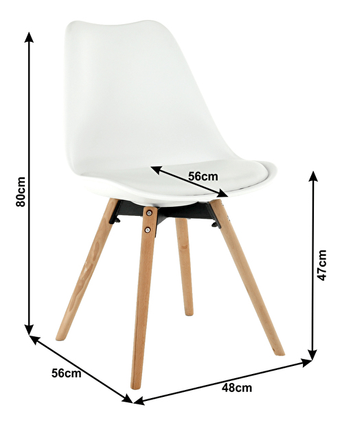 Jídelní židle Samim (bílá + buk)