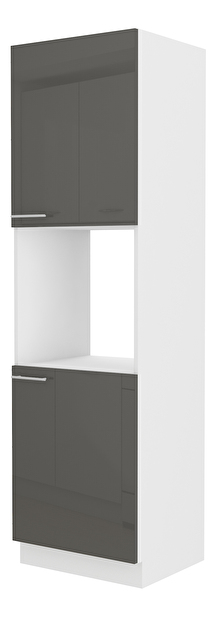 Potravinová kuchyňská skříňka na troubu Lavera 60 DP 210 2F (bílá + lesk šedý)