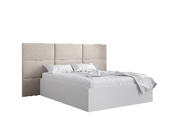 Manželská postel s čalouněným čelem 160 cm Brittany 2 (bílá matná + krémová) (s roštem)