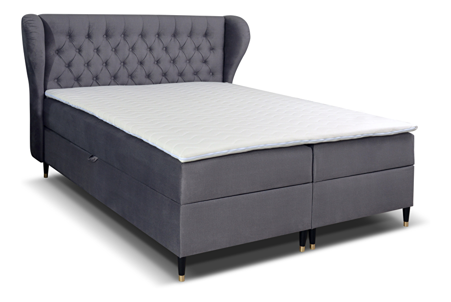Kontinentální postel 140 cm Ortun (tmavě šedá)