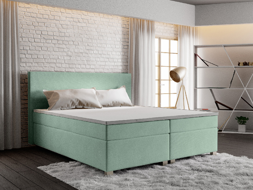Manželská postel Boxspring 180 cm Simon (mátová) (s matrací, bez úložného prostoru)