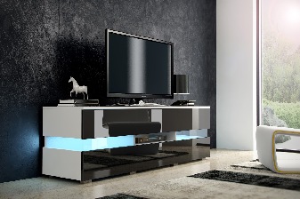 TV stolek Ivey (bílá + lesk černý)